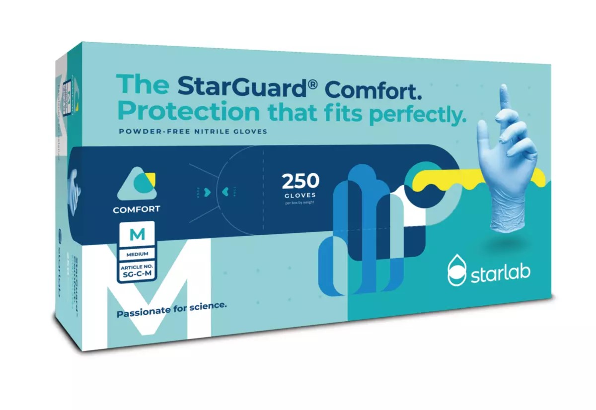  StarGuard COMFORT  (feels like Latex) Nitrile Gloves, Powder Free, Blue, Size S, Pk/ 10 x 250 gloves
